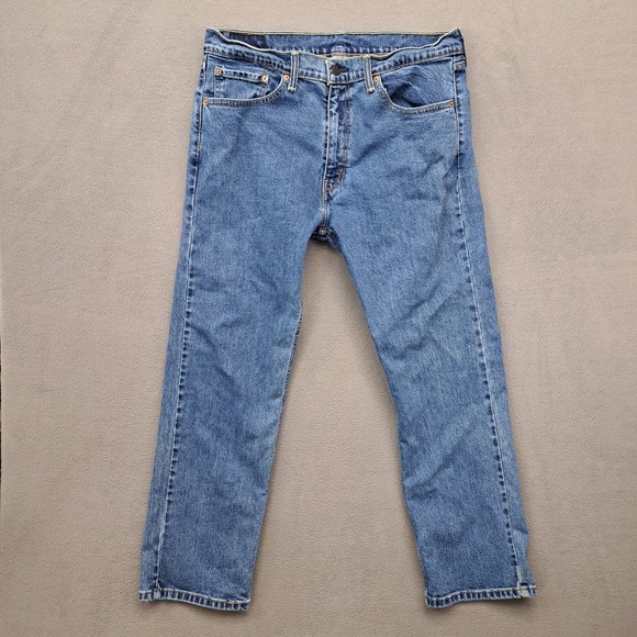 Levi's 505 Mens Jeans 36x30 Blue Denim Straight Fit Medium Wash Measures 36x29 - Picture 3 of 11